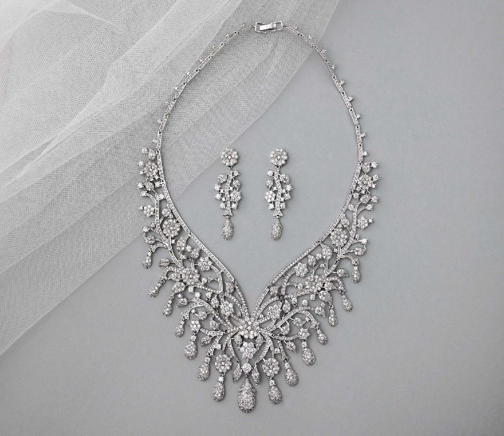 Rhinestone Necklace and Earrin...